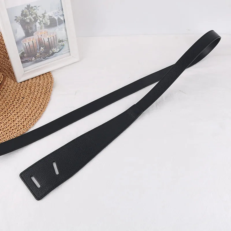 Cinto Feminino em Couro Legítimo com Nó – Estilo Elegante para Vestidos, Casacos e Blazers
