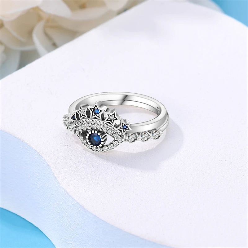 2023 New in Blue Zircon Eye Modeling Rings Jewelry Gift 925 Silver Anniversary Engagement Rings Various Styles One Size Fits All