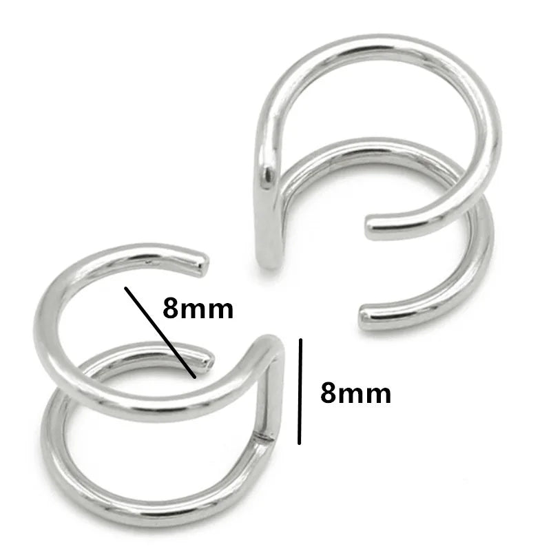 2PCS New Punk Titanium Steel Lip Rings Cuff Clip on Fake Labret Piercing Ear Nose Hoops Unisex Women Septum Falso Body Jewelry