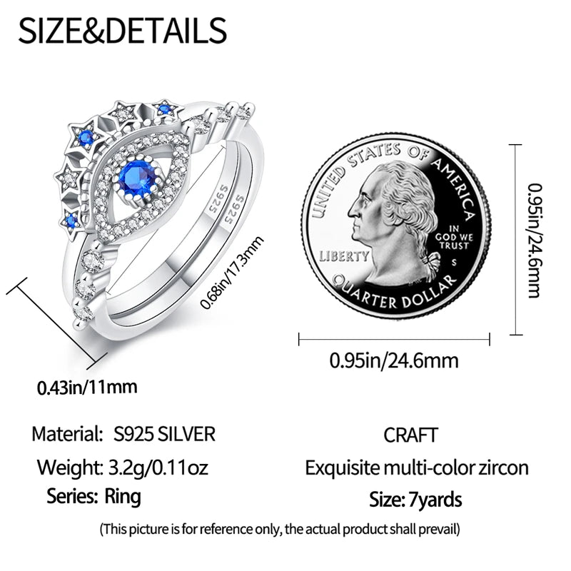 2023 New in Blue Zircon Eye Modeling Rings Jewelry Gift 925 Silver Anniversary Engagement Rings Various Styles One Size Fits All