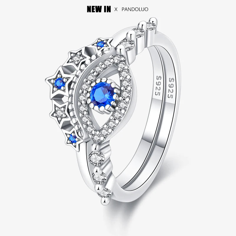 2023 New in Blue Zircon Eye Modeling Rings Jewelry Gift 925 Silver Anniversary Engagement Rings Various Styles One Size Fits All
