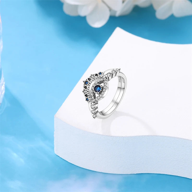 2023 New in Blue Zircon Eye Modeling Rings Jewelry Gift 925 Silver Anniversary Engagement Rings Various Styles One Size Fits All