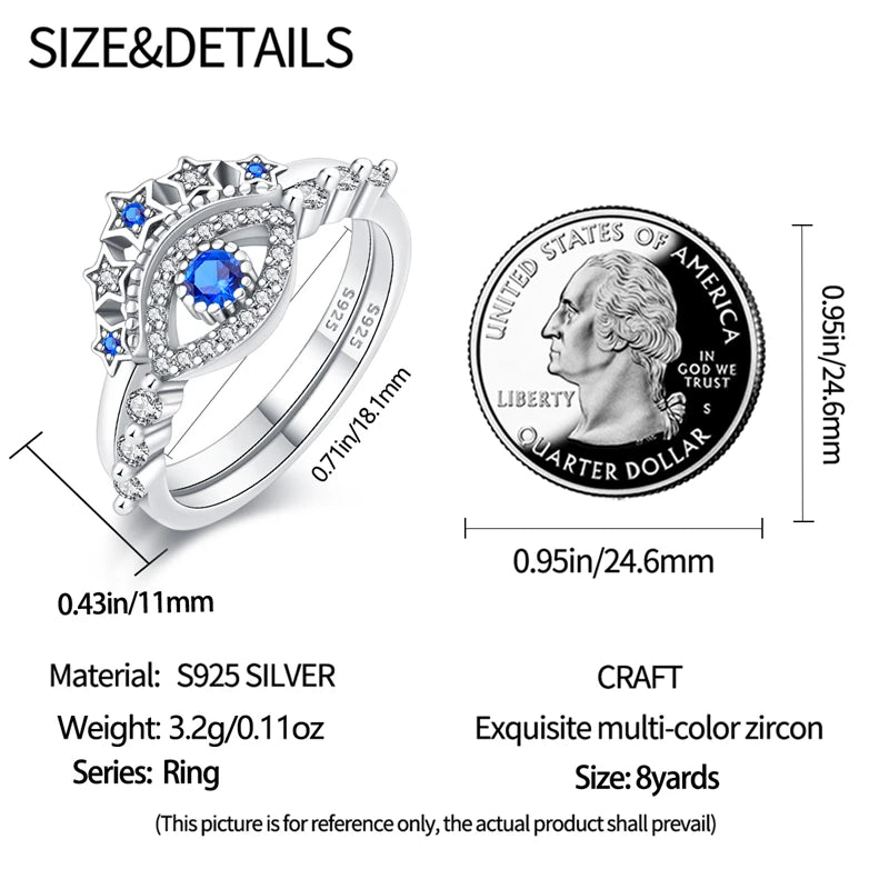 2023 New in Blue Zircon Eye Modeling Rings Jewelry Gift 925 Silver Anniversary Engagement Rings Various Styles One Size Fits All